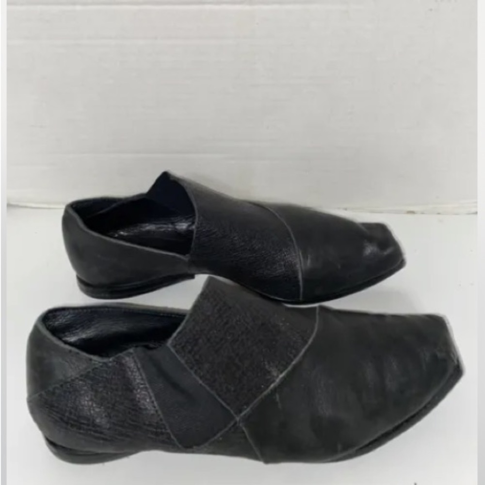 CYDWOQ Women’s Sz 38,8 Handmade Black Leather Square Toe Shoes